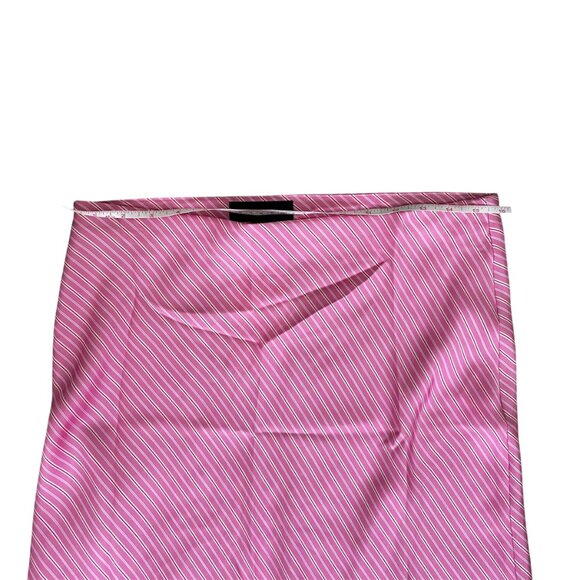 ZARA Striped Satin Midi Skirt Pink Size M | Mid-Rise, Elastic Waist, Satin NWT - Picture 9 of 11